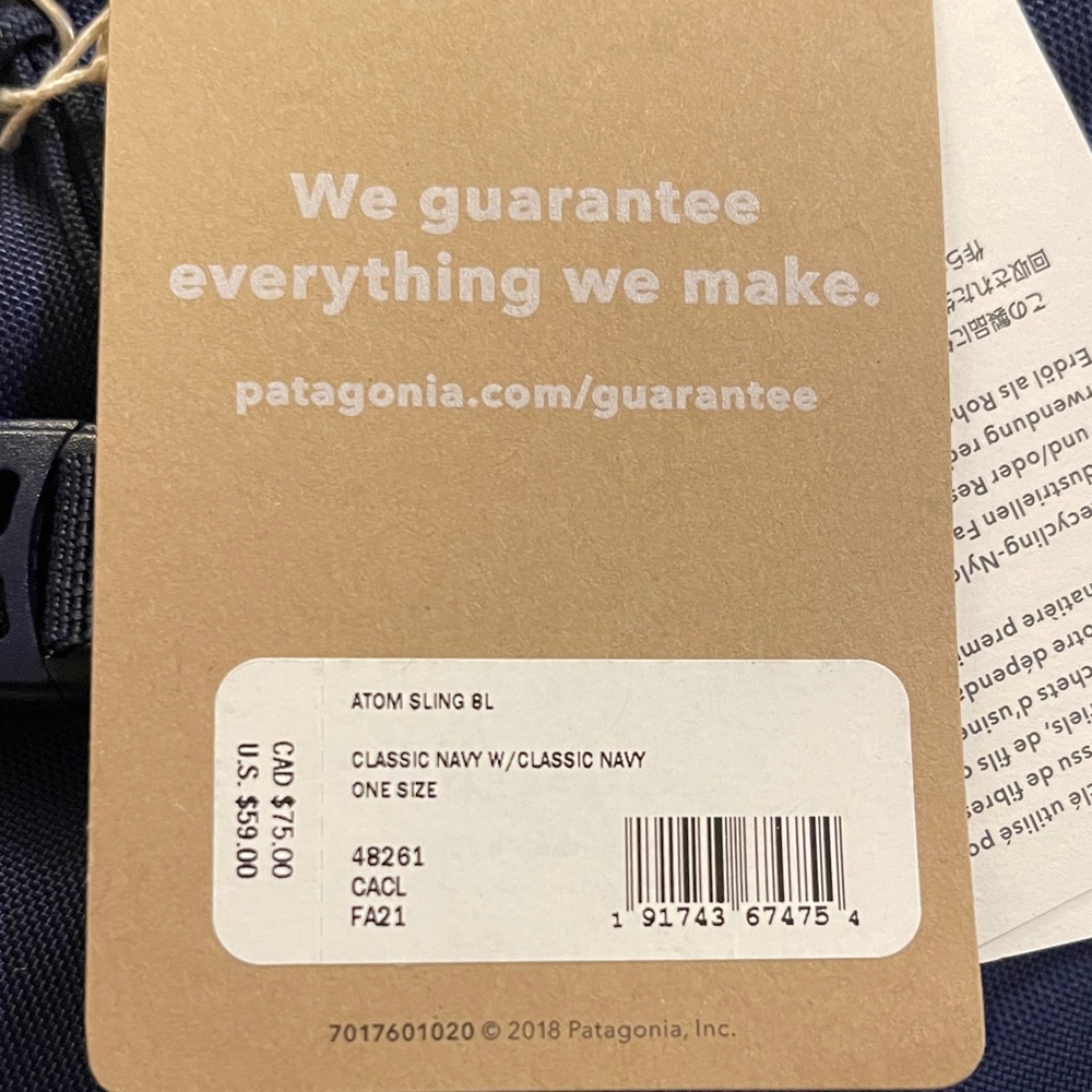 Patagonia Dark Blue Atom Sling 8L NEW with tags!! - Picture 10 of 10